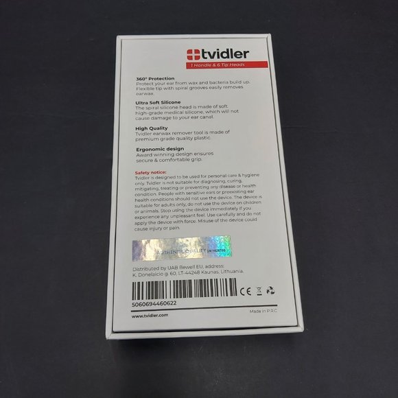 TVIDLER Ear Wax Cleaner Ergonomic with 6 Medical Grade Silicone Tips New in Box - Picture 4 of 11